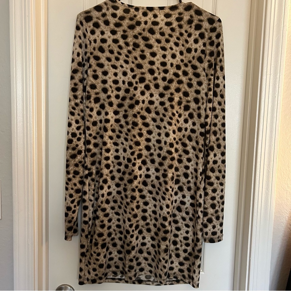 Michael Kors Animal Print Cheetah Print Long Sleeve Dress Size Small - Picture 2 of 6